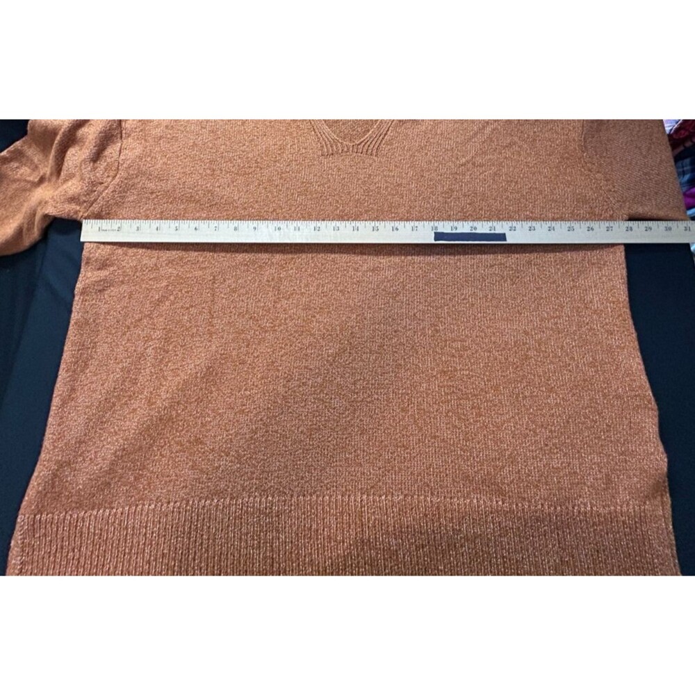 NWT Ava Viv Sweater 2X Plus Orange Pumpkin Fleck V Neck Ribbed Knit Split Hem - Picture 7 of 12